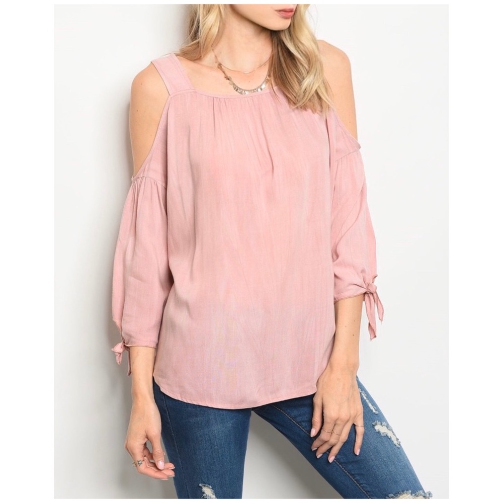 ☀️LAST3️⃣//BLUSH MINERAL WASH COLD SHOULDER TOP - Picture 3 of 8